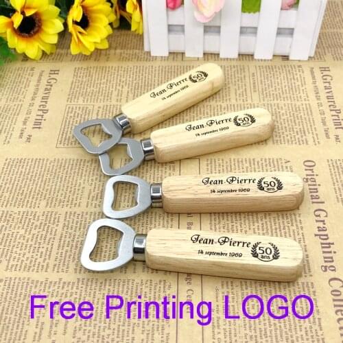 60PCS Customized Wood Bottle Opener DIY LOGO Beer Openers Personalized Wedding & Bridal Shower Favors