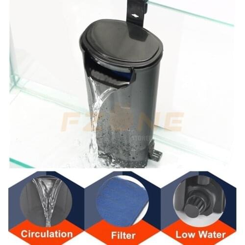 5W Plastic Low Water Aquarium Internal Filter Fish Tank Hanging Waterfall Filter Water Circulation For Fish Turtle Reptile Tank