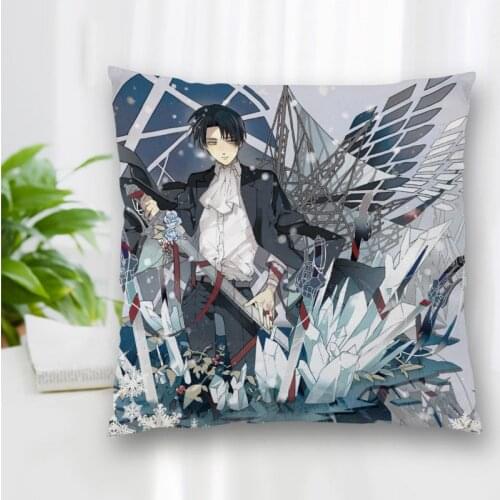 Hot Sale Custom Decorative Pillowcase Levi Ackerman Anime Square Zippered Pillow Cover Best Nice Gift 20X20cm 35X35cm 40x40cm