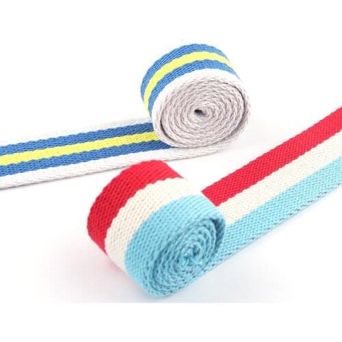 Cotton Stripe Webbing Backpack Fabric Width 36mm Strap Webbing Purse Leash Canvas Tote Bag Handle Dog Collar Garment Supplies