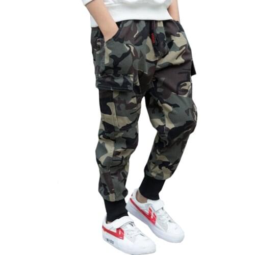 New Kids Clothes Boys Pants Big Boys Camouflage Pants Teenagers Cotton Full Length Pants Children Casual Trousers Military Pants