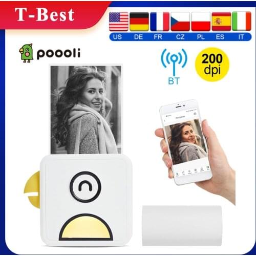 Poooli L1 Pocket Thermal Photo Printer 200dpi Portable BT Wireless Receipt Label Sticker Maker for Work Plan Memo Study Notes