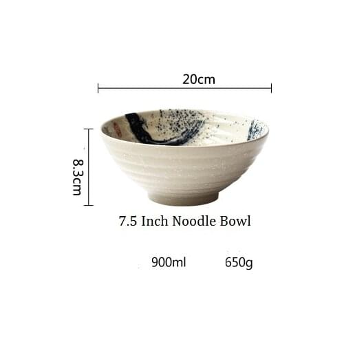 Japanese style trumpet bowl ceramic 7.5 inch bowl ramen noodle soup retro tableware rice bowl ceramic tableware ceramic mixing