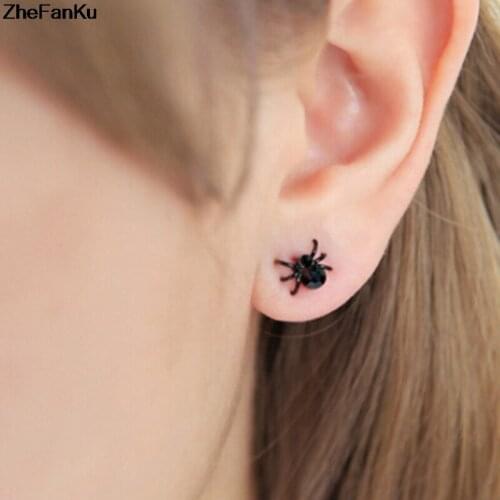 Creative Fashion Black Tiny Stud Spider Lovely Cuff Earrings Cute Earring For Lady Girl Women And Men