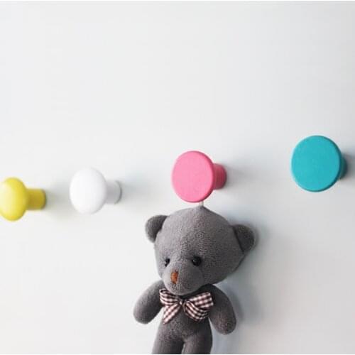 Solid wood hooks Nordic style decoration living room portraits wall hangers hooks coloured circular creative single hangers