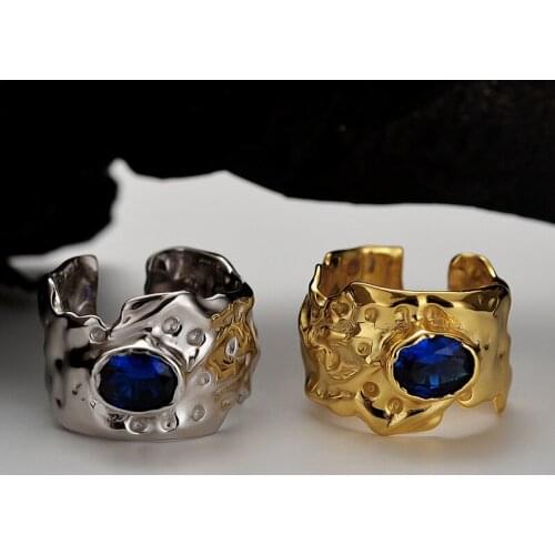 MLKENLY 925 sterling silver irregular Ring for Women Wedding Trendy punk Jewelry Dazzling CZ Stone Large Modern Rings Anillos