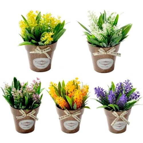 Desktop Decoration Artificial Small Pot Fake Grass Flowers For Flower Bed Home Room Corridor Decor
