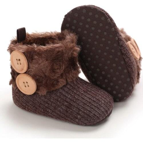 New Fashion Baby Boots Lovely Warm Design Buttons Baby Shoes Soft Slippers Cute Shoes Winter Non-Slip Baby Warm Shoes