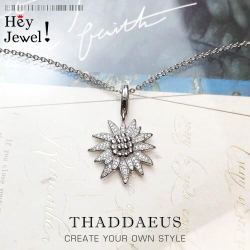 Necklace Edelweiss,2021 Winter Brand New Romantic Fine Jewelry Europe 925 Sterling Silver Bijoux Gift For Women