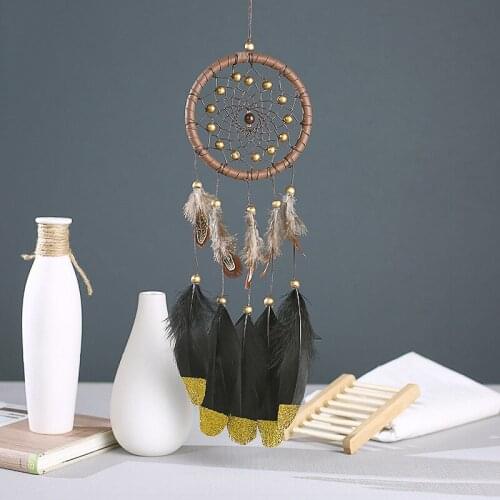 2018 New Retro Wind Chime Pendant Sheet Metal Pheasant Hair Creative Dream Catcher Wall Hanging Bedroom Home Decoration-60230