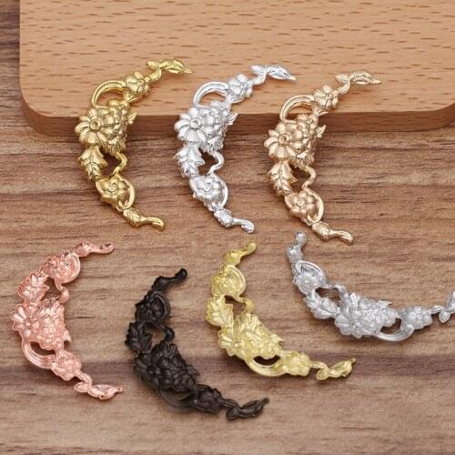 100 PCS 40mm 7 Colors Plated Filigree Flowers Copper Charms For Jewelry Making DIY Components