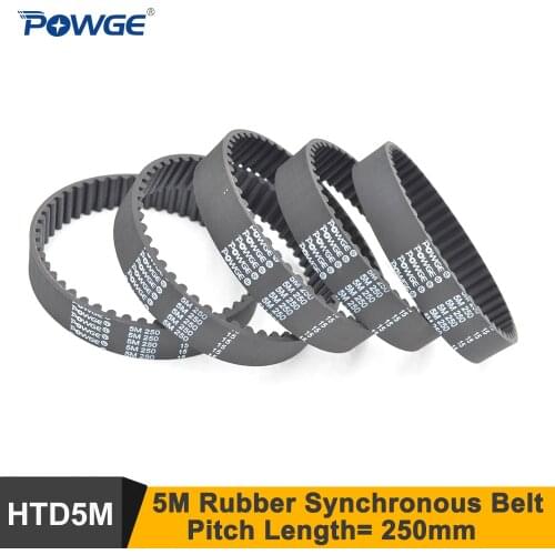 POWGE 250 5M Timing Belt Length=250mm W=12/15/20mm Teeth=50 HTD 5M Closed-Loop Synchronous Belt 250-5M HTD5M S5M Timing Pulley