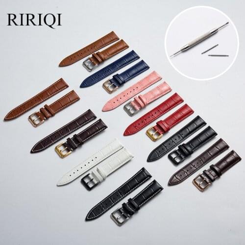 Genuine Leather Watchbands 12-22mm Universal WatchStainless steel pin buckle Color strap Wrist Belt Bracelet + Tool
