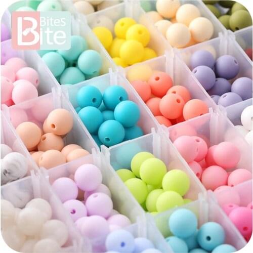 Bite bites 15mm 30pc Silicone Beads Food Grade Silicone Baby Teething Products Chews Pacifier Chain Clips Beads Baby Teether Toy