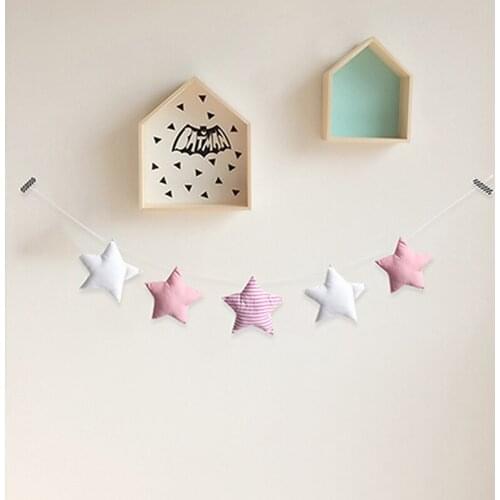 Nordic Baby Room Decoration Wall Hanging Decor Tent Bed Star Garland String Party Banner Baby Shower Ornaments Photo Props