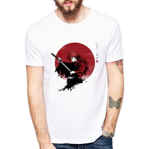 Samurai Warrior Under the Sun Tops Cold Style white T-shirt Men Hero T Shirts Japan Anime Tees Clothing Swordsman Tshirt