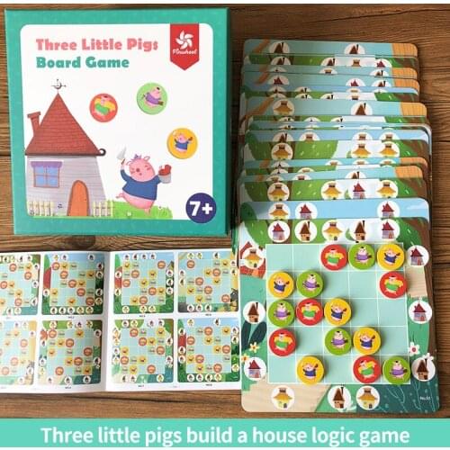 Xibaos three little pigs build a house, educational chess toys, train childrens logical thinking, parent-child interactive boa
