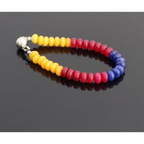 Vintage Classic Natural Stone Jewelry Exquisite Hand-Made Colorful Glossy Beaded Chain Bracelet
