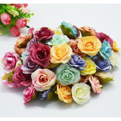 Yoshiko 10pcs 4cm artificial flowers for home wedding decoration accessories diy table gifts fake flowers kissing ball silk rose