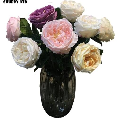 10pcs/lot ! real touch Felt moisturizing rose flower fake Austin Rose wedding decorative artificial latex rose wholesale