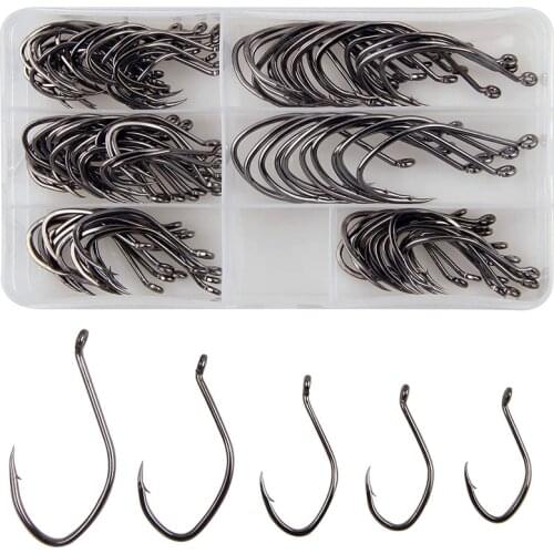 120Pcs/Box Carbon Steel Fishing Hooks Set 1#-6/0 Big game Catfish Bait Hooks barbed Freshwater Saltwater Bass Lures Fishhook