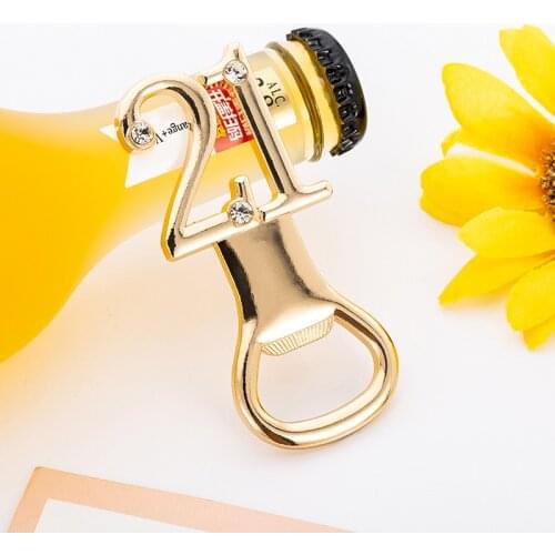 21 shape Bottle Opener for birthday party Return Gifts for Guest Souvenirs Diamond Wedding Anniversary Beer Opener