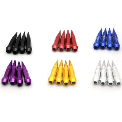4 pcs 45MM Car Auto Bike Spike Shape Tire Tyre Dust Proof Wheel Stem Aluminum Alloy Valve Cap