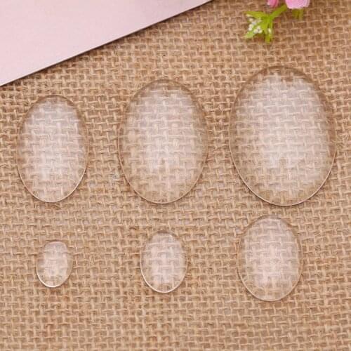 40pcs 10X14/13x18mm Transparent Clear Flat Glass Cabochon&Oval Ellipse Glass Dome Cover Pendant Cameo Settings