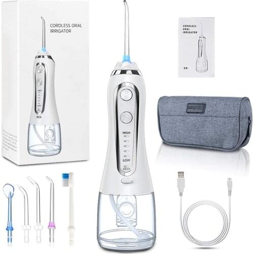5 Modes Oral Irrigator 300ml Portable USB Rechargeable Dental Water Flosser Jet Waterproof Irrigator Dental Teeth Cleaner+5 Tips