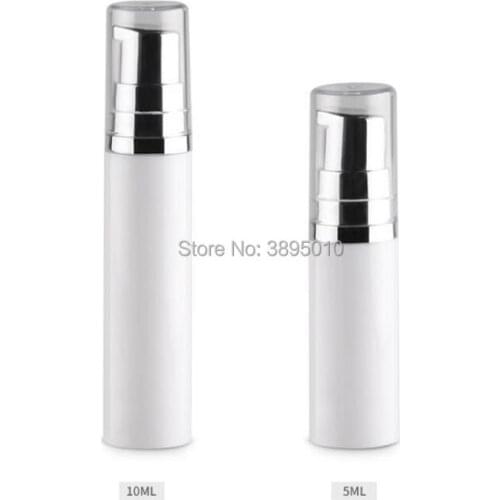 500pcs 5ml 10ml 15ml Travel Empty Small Airless Pump Lotion bottles with White Pump Clear Cap F567