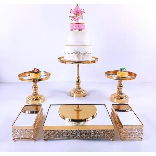 6-7pcs Crystal Cake Frame Metal Mirror Cupcake Frame Decorative Dessert Frame Wedding Party Display Cake Tray