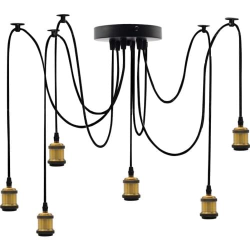 6 Arms Industrial Spider Lamp Fixture Home DIY E27 Scoket Lighting Metal Pendant Lights Retro Chic Drop light