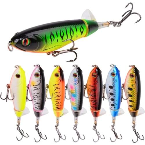 8pcs Quality Whopper Plopper 100mm/17g Top Water Popper Fishing Lure Hard Bait Wobblers Rotating Soft Tail Fishing Tackle