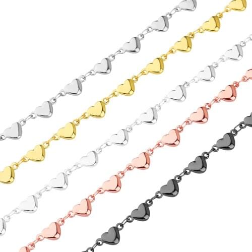 1Meter High Quality Stainless Steel Chain Heart-shaped Necklace Gold Silver Male Female Jewelry Making Accessories Fashion Charm