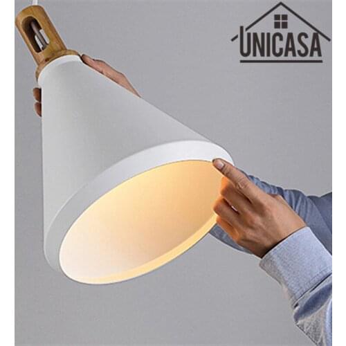 Wood pendant lights Vintage white Ceiling lamp for home lighting Modern lamps Bar light fixture kitchen LED metal aluminum new