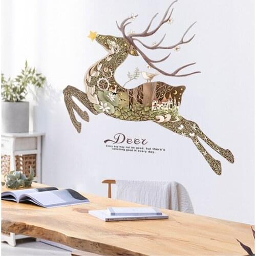 DIY Nordic Style Poster Deer PVC Wall Sticker 2019 New Animal Wall Decals Picture for Living Room Bedroom Wall Art