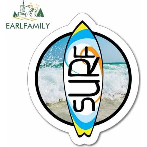 EARLFAMILY 13cm x 11.1cm For Surfboard Surfer Ocean Waves Car Stickers Occlusion Scratch Suitable For VAN RV SUV Vinyl Material