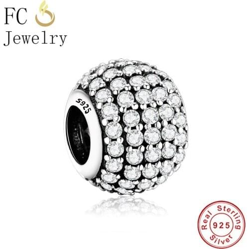 FC Jewelry Authentic 925 Sterling Silver Cute Full White Zircon Charms Beads Fit Original Brand Charms Bracelet Gift Berloque