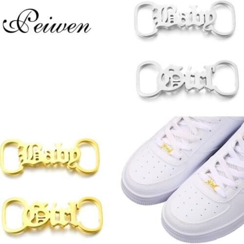 Custom Name Shoe-buckle Personalized Stainless Steel Jewelry Nameplate Buckie Charm Kids Adult Leisure Sneakers Lazy Shoe Tags