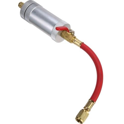 1pc R134A R12 R22 Air Conditioning Assembly Car Oil Injection Tool Coolant Filler Pipe 1/4SAE 134a 2 oz Oil Injector