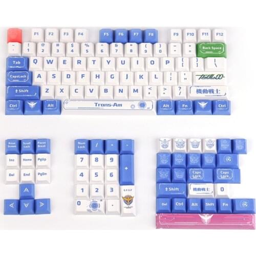 PBT Keycaps Cherry Profile 5 Faces DYE Sublimation Gundam Solider Keycaps 2U 1.75U 1.5U Shift For 98% Mechanical Keyboard