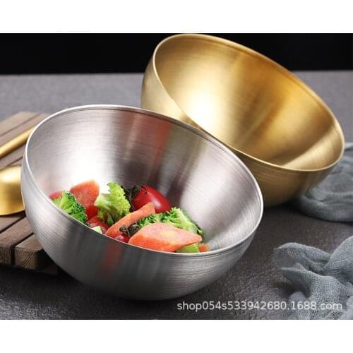 Korean golden salad bowl stainless steel Korea cold noodle bowl household large fruit bowl snail powder bowl creative tableware