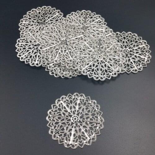 20pcs Wholesale 52mm Filigree round crafts Embellishments Findings Jewelry Accessories Bronze Tone ornaments