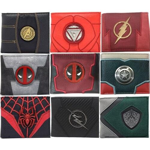Disney Marvel Deadpool Metal Logo Short Bifold Wallet Wallet Wallet for Men Dropshipping 2021 Wallet Men