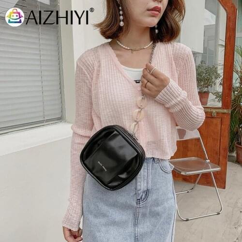 Fashion Women PU Leather Square Solid Color Shoulder Crossbody Messenger Bag Ladies Casual Chain Small Purse Handbags