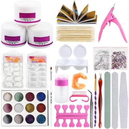 24pcs/Set Full Acrylic Powder Nail Art Tool Set Tips Brush Nail Drilling Manicure Tool Kit For Nail art quick uv extension glue
