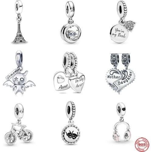 2021 new anut niece in my heart mother daughter tower dangle diy Beads fit Original Pandora charms silver 925 for women jewelry