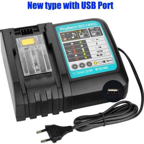 NEW DC18RCT Li-ion Battery Charger 3A Charging Current for Makita 14.4V-18V BL1830 Bl1430 DC18RC DC18RA Power Tool with USB Port