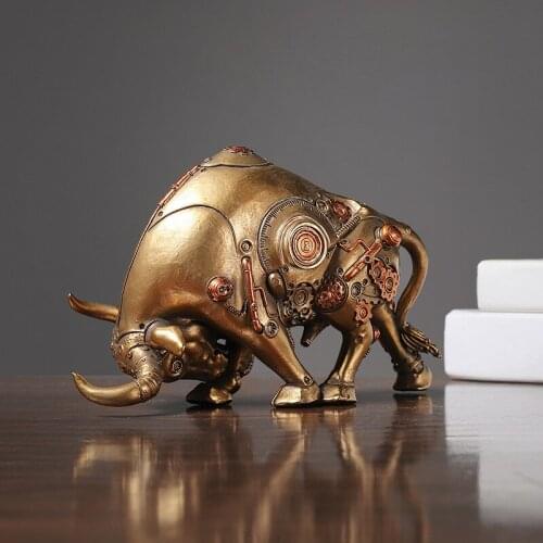 Giftware Steampunk Bull Statue Collectible Fantasy Figurine Hand-Cast Resin Art Mechanical Corrida Ox Sculpture Home Decor
