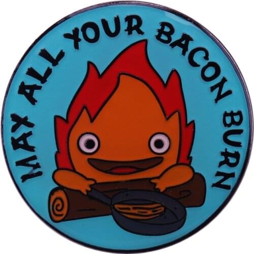 HMC Fire Sprite May All Your Bacon Burn Cute Pork BBQ Gift Pin